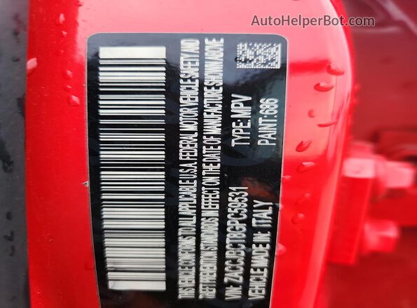 ZACCJBCT8GPC59531 2016 JEEP RENEGADE Red Widok naklejki z numerem VIN