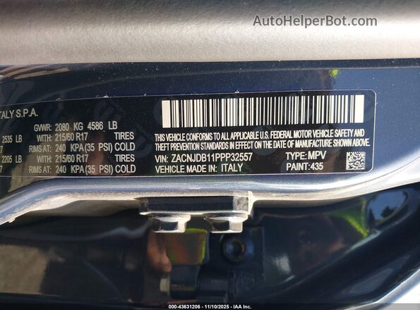 ZACNJDB11PPP32557 2023 JEEP RENEGADE Dark Blue Շարժիչի բաժամունքի տեսք