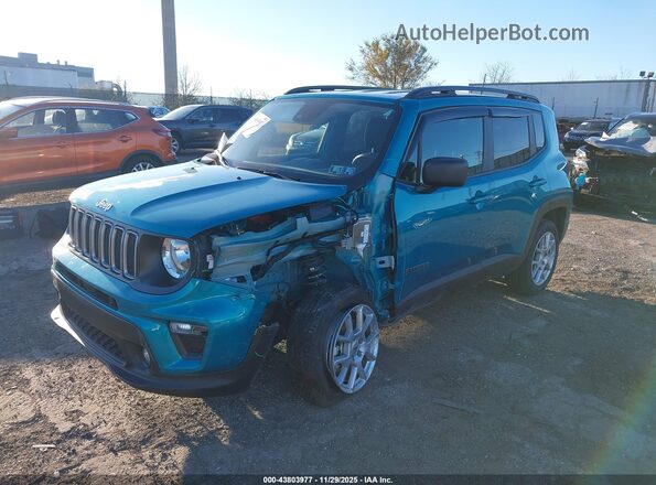 ZACNJDB15NPN44119 2022 JEEP RENEGADE Turquoise Առջևի ձախ երեք քառորդ տեսարան