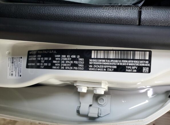 ZACNJDB16PPP61066 2023 JEEP RENEGADE White VIN կոդի պիտակի տեսք