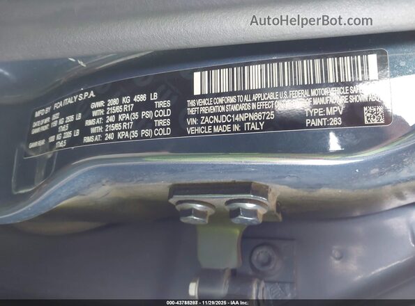 ZACNJDC14NPN66725 2022 JEEP RENEGADE Blue Widok komory silnika
