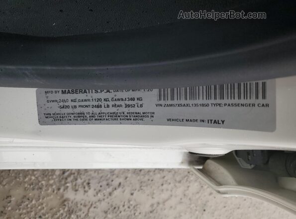 ZAM57XSAXL1351850 2020 MASERATI GHIBLI White Շարժիչի բաժամունքի տեսք