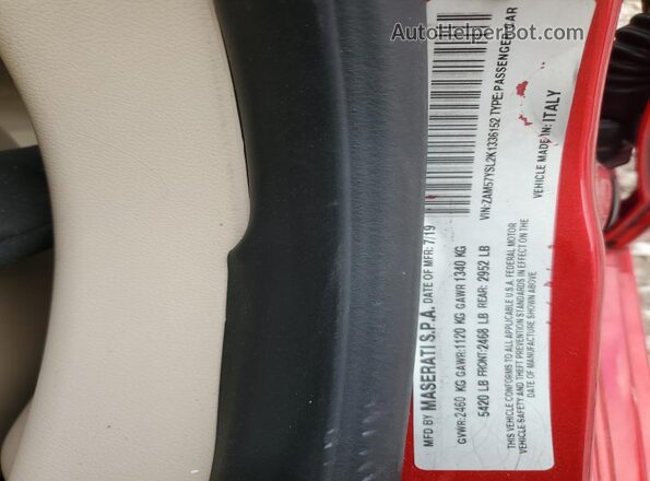ZAM57YSL2K1336152 2019 MASERATI GHIBLI Red Engine compartment view
