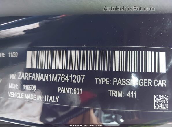 ZARFANAN1M7641207 2021 ALFA ROMEO GIULIA Black 