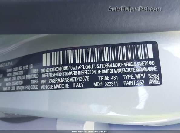 ZASPAJAN8M7D12079 2021 ALFA ROMEO STELVIO Серый Вид подкапотного пространства