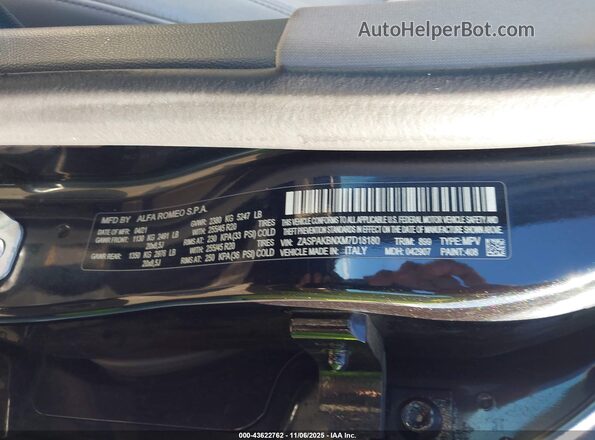 ZASPAKBNXM7D18180 2021 ALFA ROMEO STELVIO Black Engine compartment view