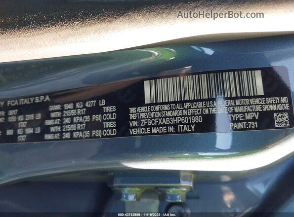 ZFBCFXAB3HP601980 2017 FIAT 500X Blue 