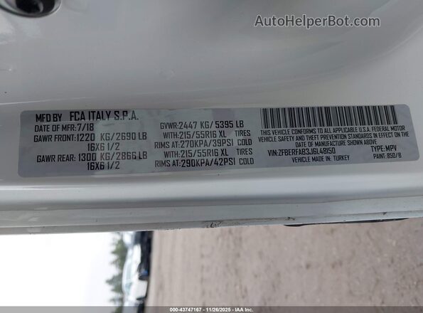 ZFBERFAB3J6L48150 2018 RAM PROMASTER CITY White ძრავის განყოფილების ხედი