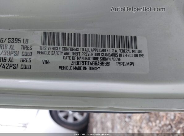 ZFBERFBT4G6A99991 2016 RAM PROMASTER CITY White ძრავის განყოფილების ხედი