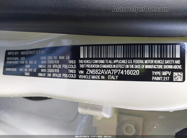 ZN682AVA7P7416020 2023 MASERATI GRECALE White Widok komory silnika