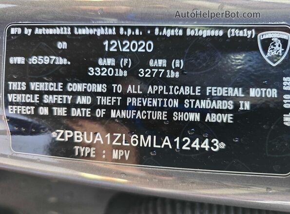ZPBUA1ZL6MLA12443 2021 LAMBORGHINI URUS White უკანა სავარძლების ხედი