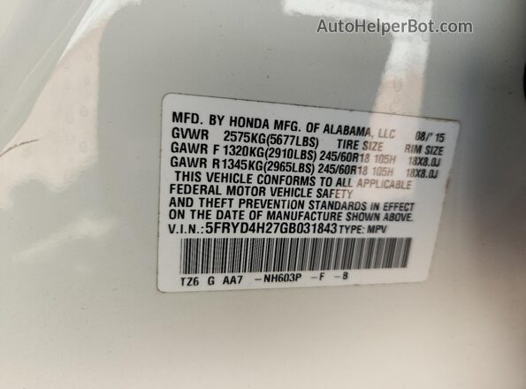 5FRYD4H27GB031843 2016 ACURA MDX Белый 