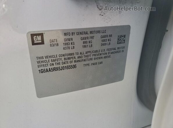 1G6AA5RX6J0165506 2018 CADILLAC ATS Белый 