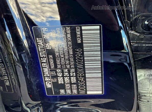 WDD3G4FB0KW022966 2019 MERCEDES-BENZ A Черный Вид наклейки с VIN-кодом
