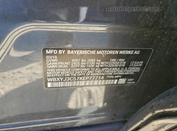 WBXYJ3C57KEP77714 2019 BMW X2 Gray 