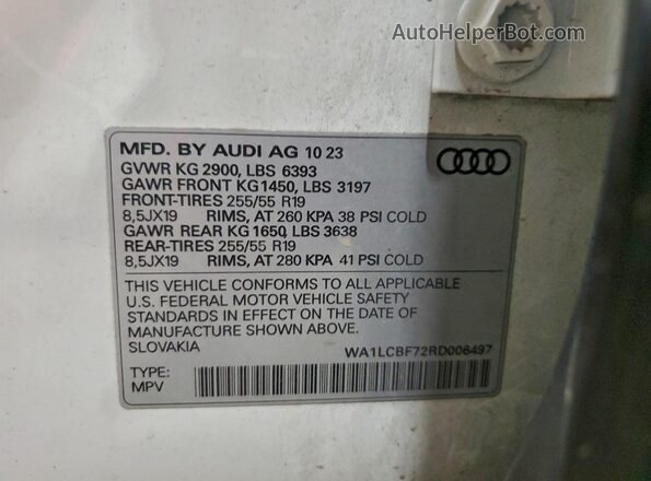 WA1LCBF72RD006497 2024 AUDI Q7 White Widok wnętrza 360 stopni
