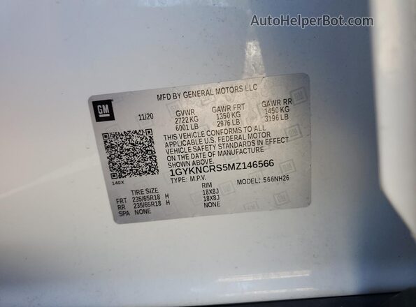 1GYKNCRS5MZ146566 2021 CADILLAC XT5 Белый 