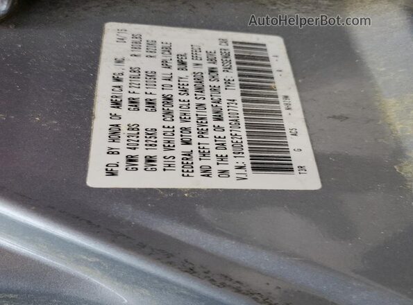 19UDE2F70GA007734 2016 ACURA ILX Blue VIN კოდის სტიკერის ხედი