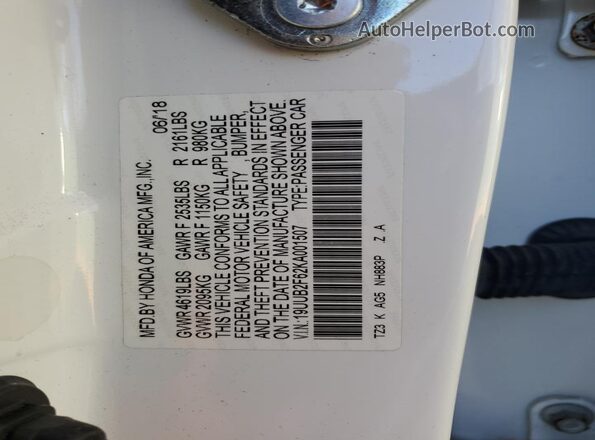 19UUB2F62KA001507 2019 ACURA TLX White Engine compartment view