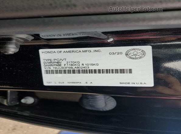 19UUB3F68LA802403 2020 ACURA TLX Black Widok komory silnika