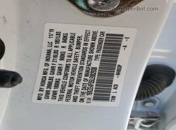 19XZE4F55LE002938 2020 HONDA INSIGHT White Շարժիչի բաժամունքի տեսք