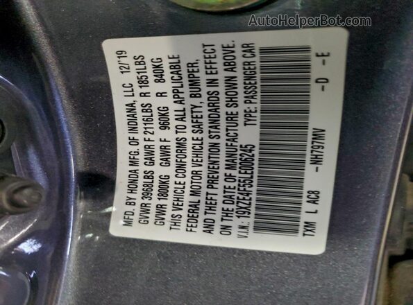 19XZE4F55LE006245 2020 HONDA INSIGHT Gray Engine compartment view