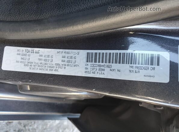 1C3CCCAB8HN510623 2017 CHRYSLER 200 Charcoal 