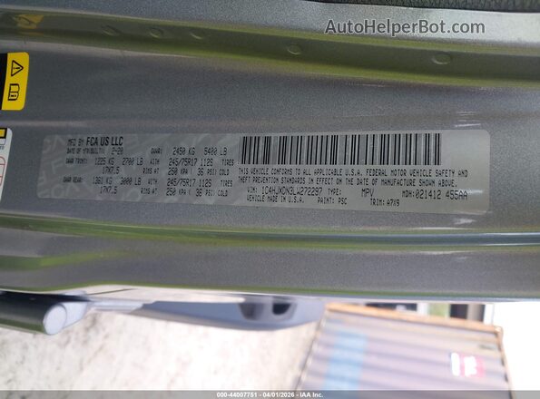 1C4HJXDN3LW272297 2020 JEEP WRANGLER UNLIMITED Gray Vista del compartimento del motor