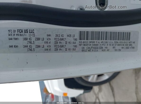 1C4NJPFA3GD615284 2016 JEEP PATRIOT White Вид підкапотного простору