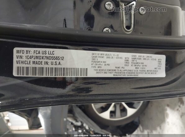 1C4PJMDX7ND556512 2022 JEEP CHEROKEE Black ძრავის განყოფილების ხედი