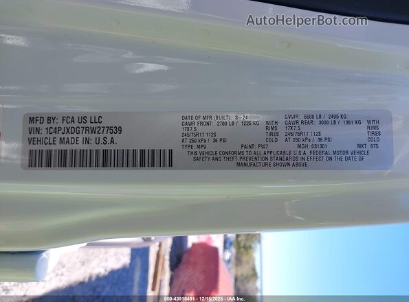 1C4PJXDG7RW277539 2024 JEEP WRANGLER White Engine compartment view