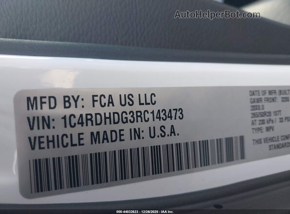 1C4RDHDG3RC143473 2024 DODGE DURANGO White 