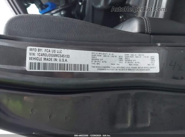 1C4RDJDG6MC545133 2021 DODGE DURANGO Gray Շարժիչի բաժամունքի տեսք