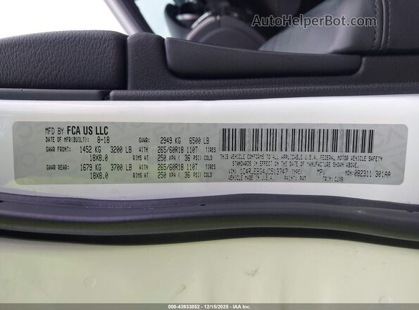 1C4RJEBG4JC513747 2018 JEEP GRAND CHEROKEE White 