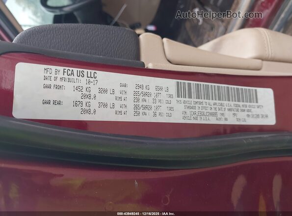 1C4RJEBG6JC208895 2018 JEEP GRAND CHEROKEE Burgundy 