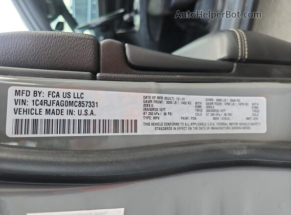 1C4RJFAG0MC857331 2021 JEEP GRAND Gray 