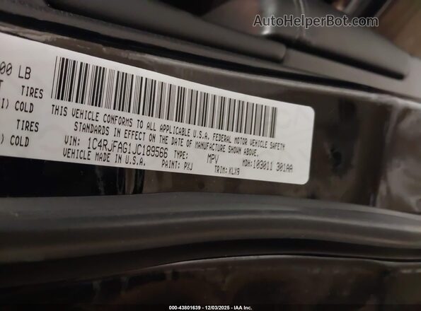 1C4RJFAG1JC189566 2018 JEEP GRAND CHEROKEE Black 