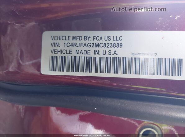 1C4RJFAG2MC823889 2021 JEEP GRAND CHEROKEE Темно-бордовый Вид подкапотного пространства