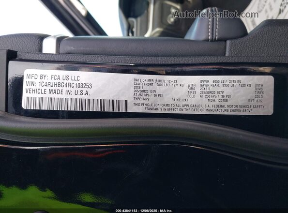 1C4RJHBG4RC103253 2024 JEEP GRAND CHEROKEE Black Engine compartment view