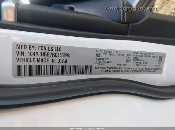 1C4RJHBG7RC165293 2024 JEEP GRAND CHEROKEE Белый Вид подкапотного пространства