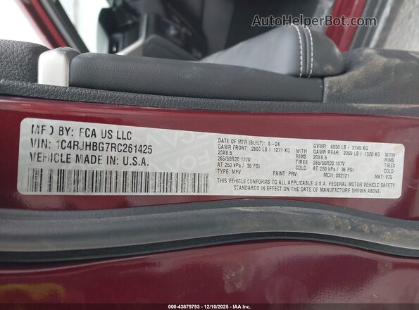 1C4RJHBG7RC261425 2024 JEEP GRAND CHEROKEE Red 