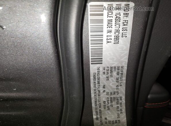1C4SDJCT1RC199970 2024 DODGE DURANGO Gray Widok naklejki z numerem VIN
