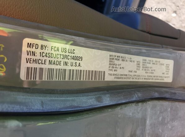 1C4SDJCT3RC140029 2024 DODGE DURANGO Gray Widok naklejki z numerem VIN