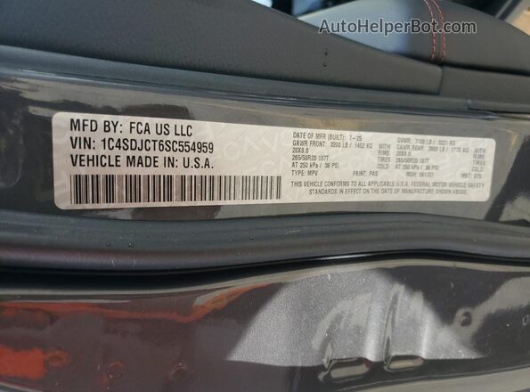 1C4SDJCT6SC554959 2025 DODGE DURANGO Gray 
