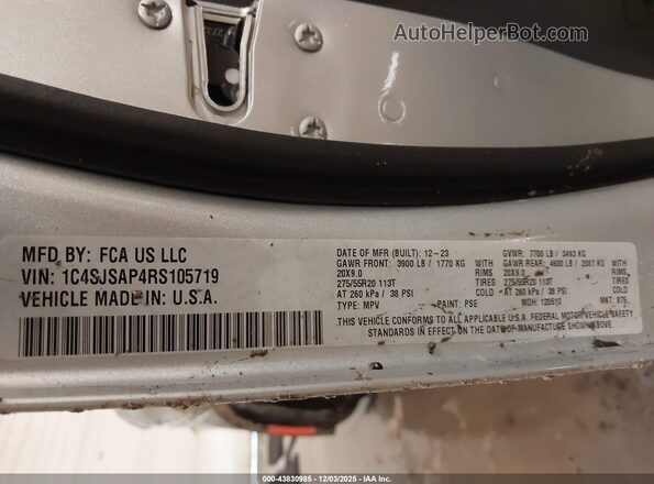 1C4SJSAP4RS105719 2024 JEEP WAGONEER L Silver 