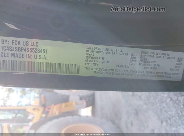 1C4SJSBP4SS523461 2025 JEEP WAGONEER L Black Շարժիչի բաժամունքի տեսք