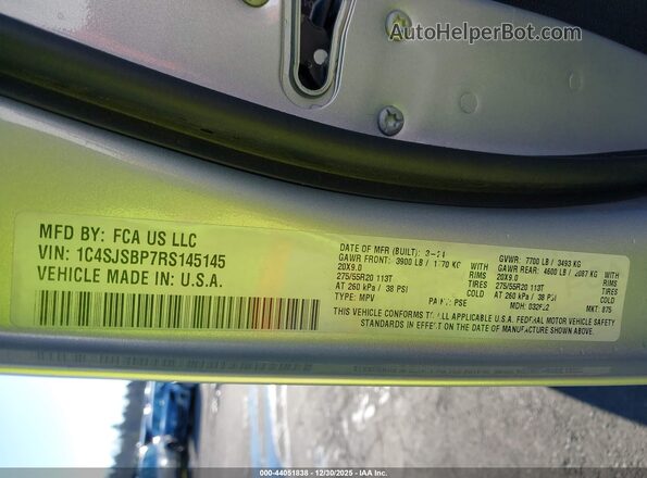 1C4SJSBP7RS145145 2024 JEEP WAGONEER L Silver Widok komory silnika