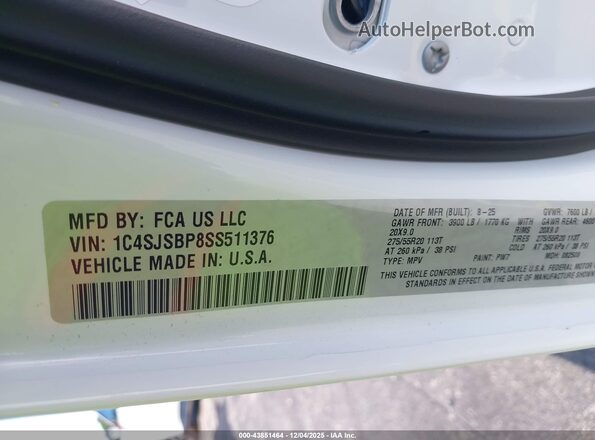 1C4SJSBP8SS511376 2025 JEEP WAGONEER L White Vista del compartimento del motor
