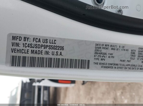 1C4SJSDP9PS502206 2023 JEEP WAGONEER L White Vista del compartimento del motor