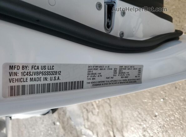 1C4SJVBP6SS532812 2025 JEEP WAGONEER White Вид наклейки з VIN-кодом